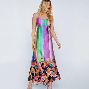 NWT Nasty Gal Tie Dye Floral Embellished Maxi Dress – Size 6 M